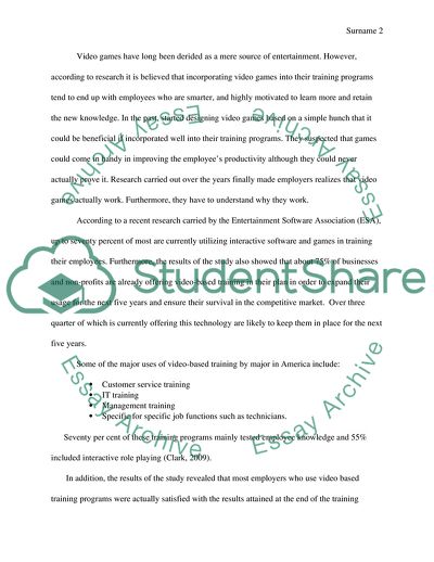 Video Games Used in the Education or as Exercise