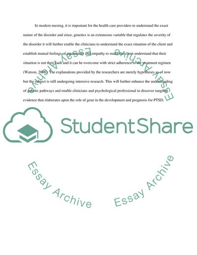 IS THERE A LINK BETWEEN POST TRAUMATIC STRESS SYNDROME AND GENETICS