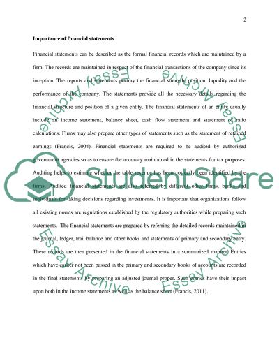 Financial statements and accounting
