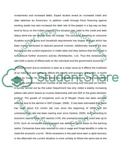 The Effects of Current Recession on the US Economy