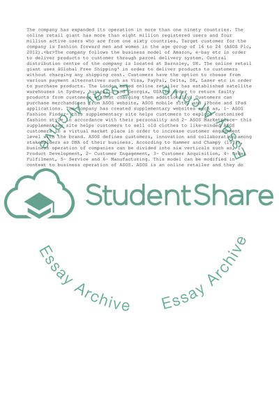 Business Operations Management - ASOS