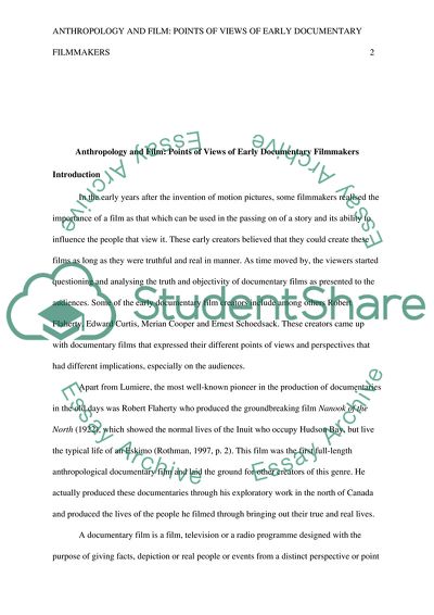 Points of Views of Early Documentary Filmmakers