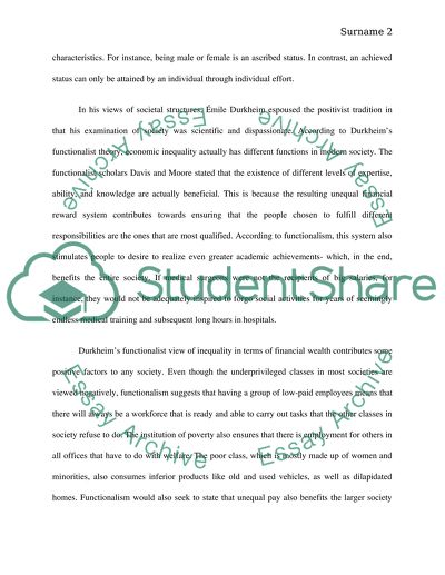 Durkheim-Economic Inequality in the American Society