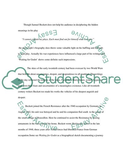 Social Context of Samuel Becketts Waiting for Godot