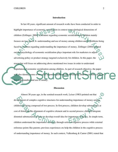 Understanding and Use of Money among Children