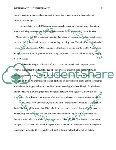 Differences in competencies