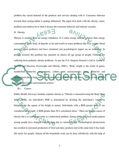 Consumer Behavior and the Obesity Epidemic: Cause, Problem, and Solution