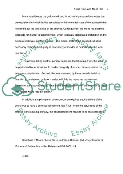 Relationship Between Actus Reus and Mens Rea