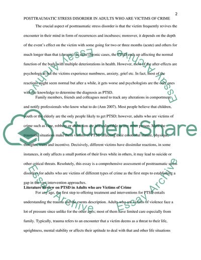 Features Of The Posttraumatic Stress In Adults