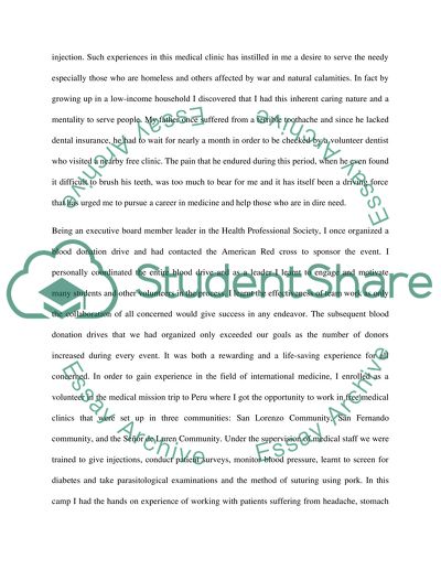 Personal Statement for applying to Medical School