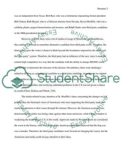 Influence of Third Party Candidates on the Outcome of the 2008 Presidential Election