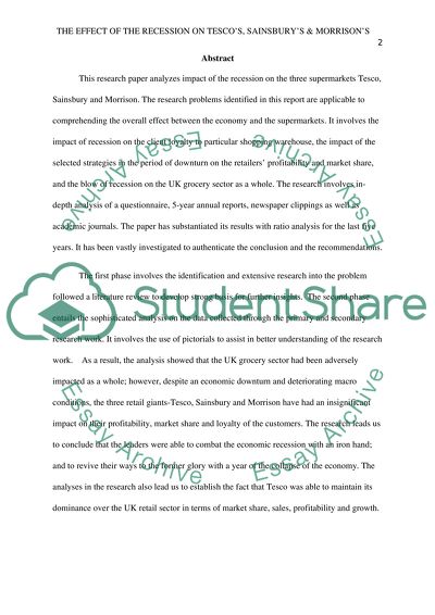 The effect of the recession on Tescos, Sainsburys and Morrisons