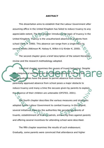 Labour Governments measures to mitigate truancy in the U.K