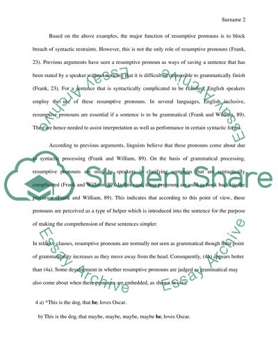 The Resumptive Pronouns within Relative Clauses in the English Language
