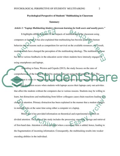 Psychological Perspective of Students Multitasking in Classroom