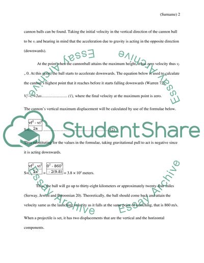 Maximum height of a projectile motion