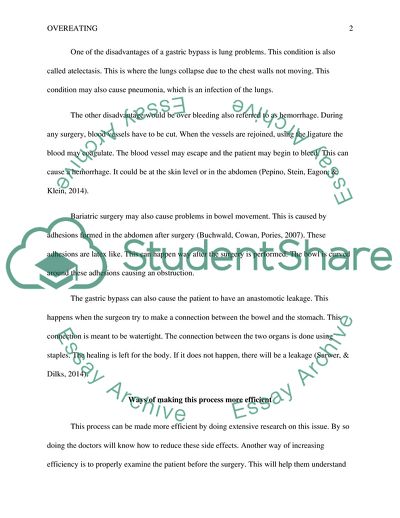 Overeating: Gastric Bypass Surgery as Treatment