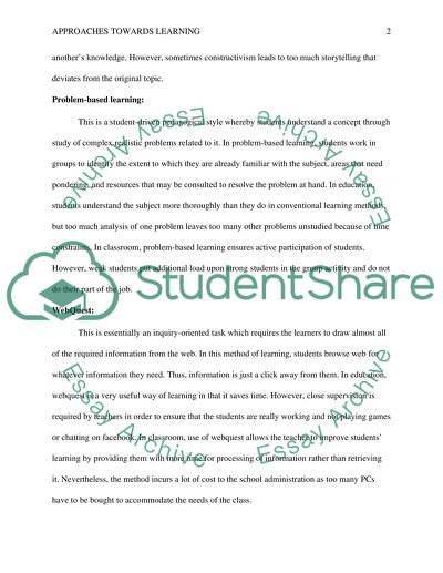 Approaches Towards Learning