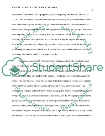 Cancellation of Debt of Poor Countries