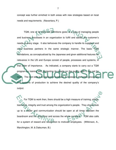 Total Quality Model and Methodologies Paper