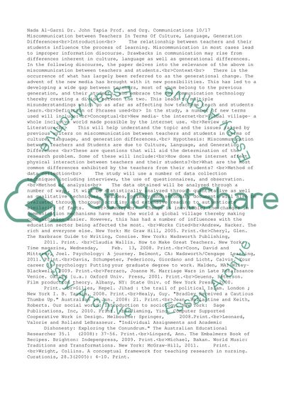 Miscommunication Between Teachers In Terms Of Culture, Language, Generation Or Age Differences