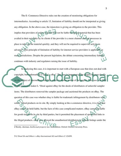 Intellectual Property and the E-Commerce Directive