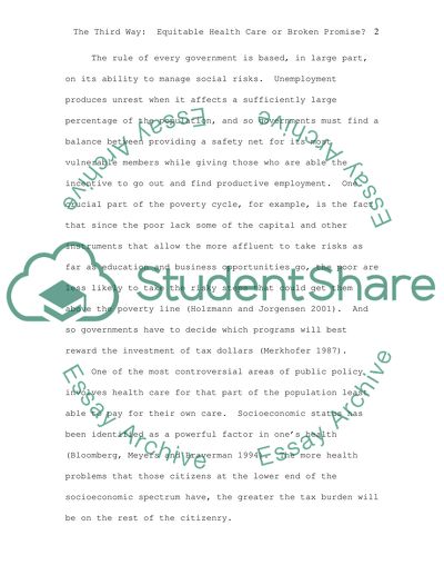 The New Labour Approach to Health Policy