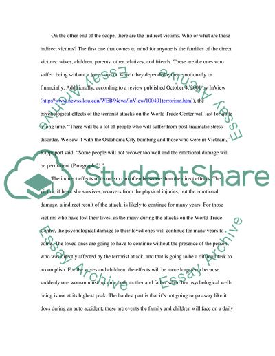 Terrorism and Its Indirect Victims