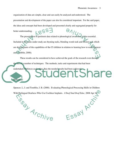 Journal Article Review - Phonemic Awareness