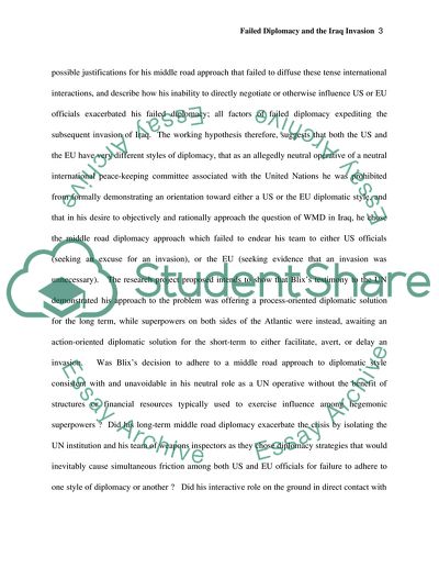 Failed Middle Road Diplomacy: Former UN Weapons Inspector Hanz Blix and the Invasion in Iraq