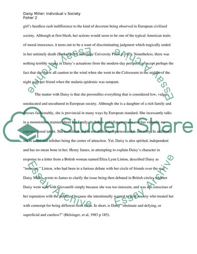 Henry James Story Daisy Miller: the Individual and Old Society