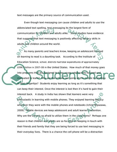 Text Messaging and the Positive Effects on Literacy