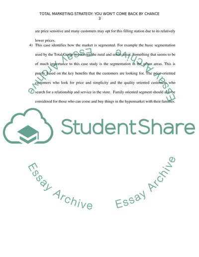 Total Marketing Strategy: You Wont Come Back by Chance