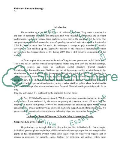 Financial Strategy of Unilever