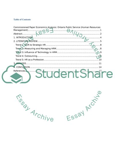 Reform of Human Resource Department in Ontario Public Services