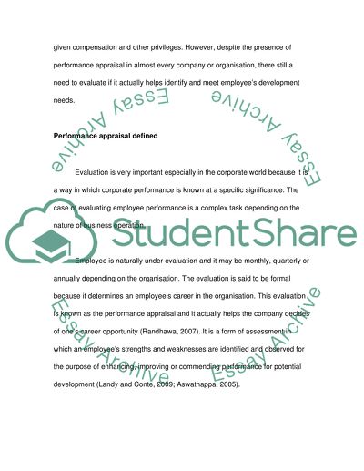 The Effectiveness of Performance Appraisal