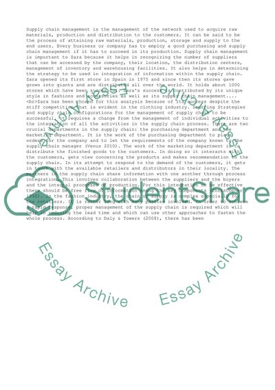 Supply chain management at Zara