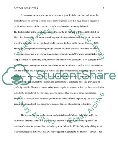 The Cost of Computers Over 10 Years