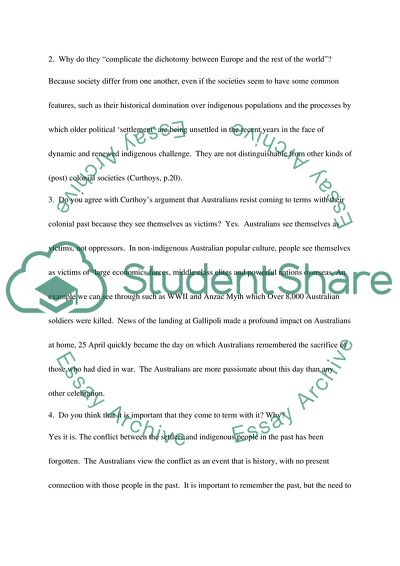 White Settler Colonies vs Other Postcolonial Nations