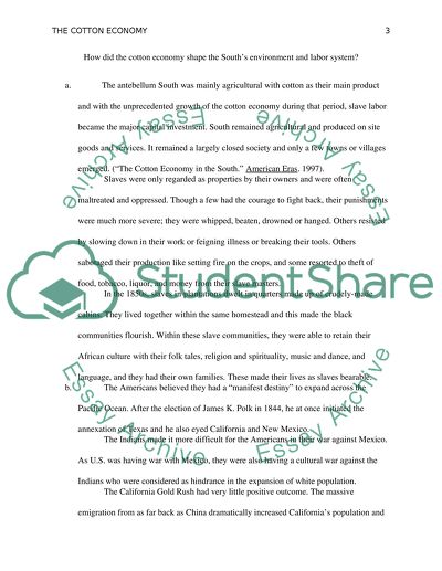 How did the cotton economy shape the Souths environment and labor system