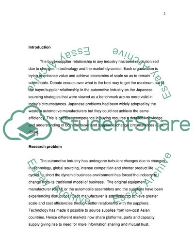 Supplier-Buyer Relationship in the Automotive Industry