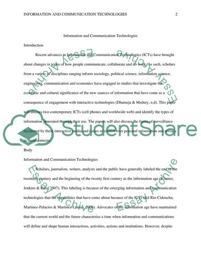 Information and Communication Technologies Role