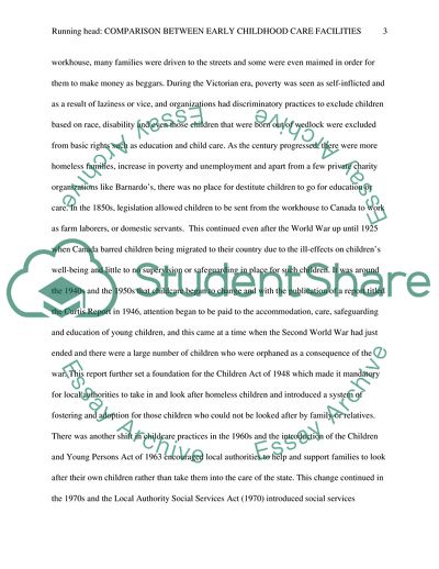 Comparison between Early Childhood Care Facilities