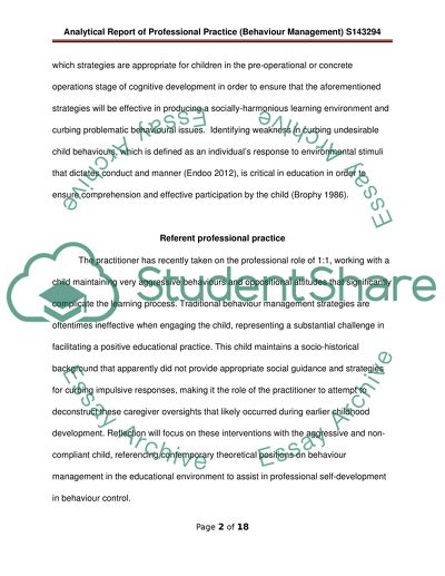 Analytical Report of Professional Practice