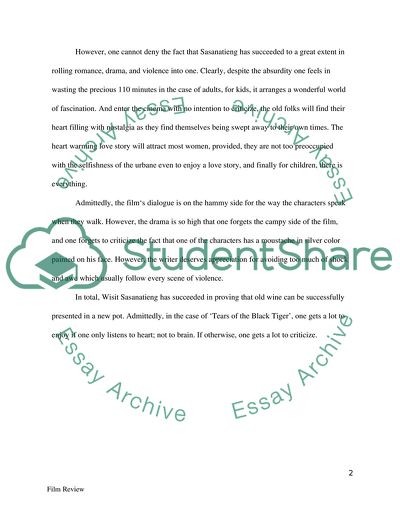 Tears of the Black Tiger: A Critical Analysis