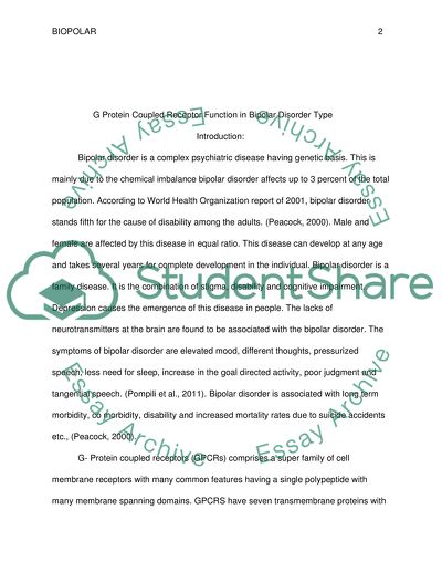 G Protein Coupled Receptor Function in Bipolar Disorder Type