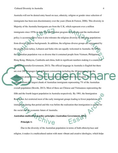 The Multicultural Policy under the Australian Government