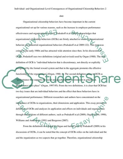 Individual and Organizational-Level Consequences of Organizational Citizenship Behaviors