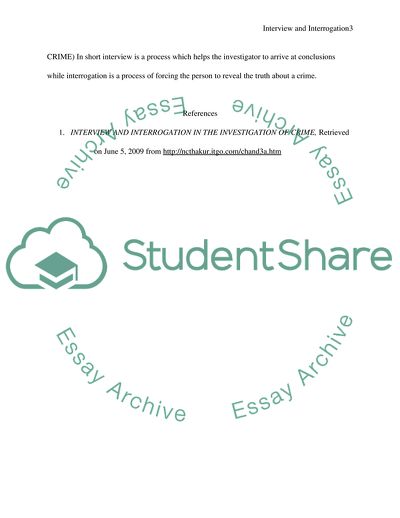 Interview and Interrogation in the Investigation of Crime