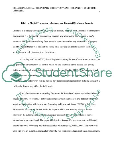 Amnesia in Korsakoffs Syndrome